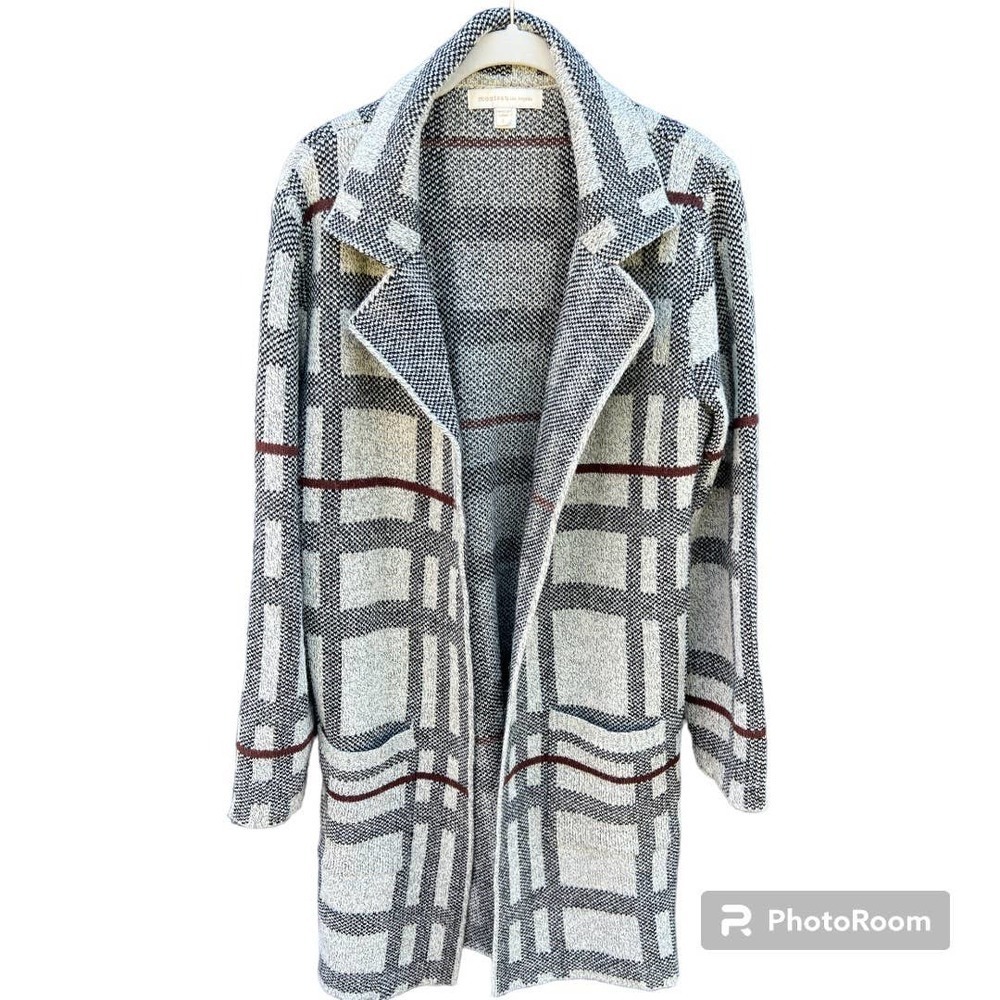 MONTEAU‎ Cardigan Plaid/Tartan Sweater size Large